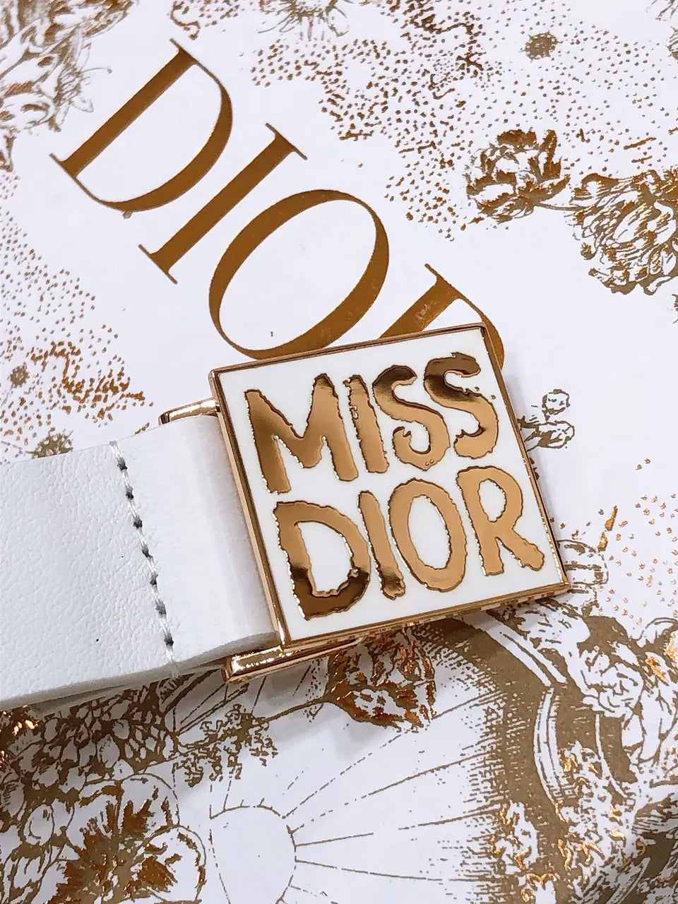 Dior White Leather Belt - Hình 10