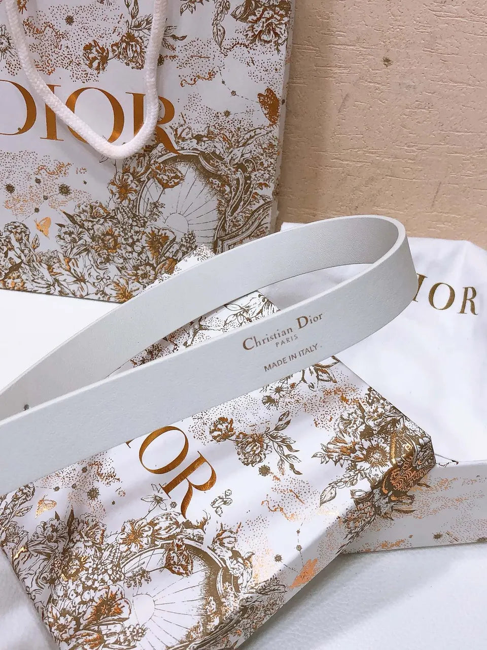 Dior White Leather Belt - Hình 9