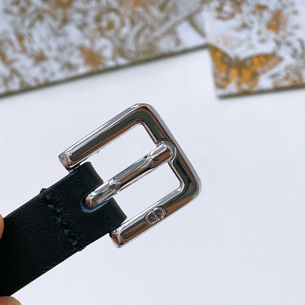 Dior Black Leather Belt - Hình 7