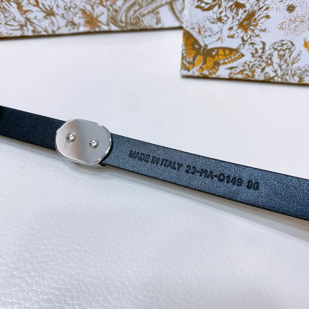 Dior Black Leather Belt - Hình 2