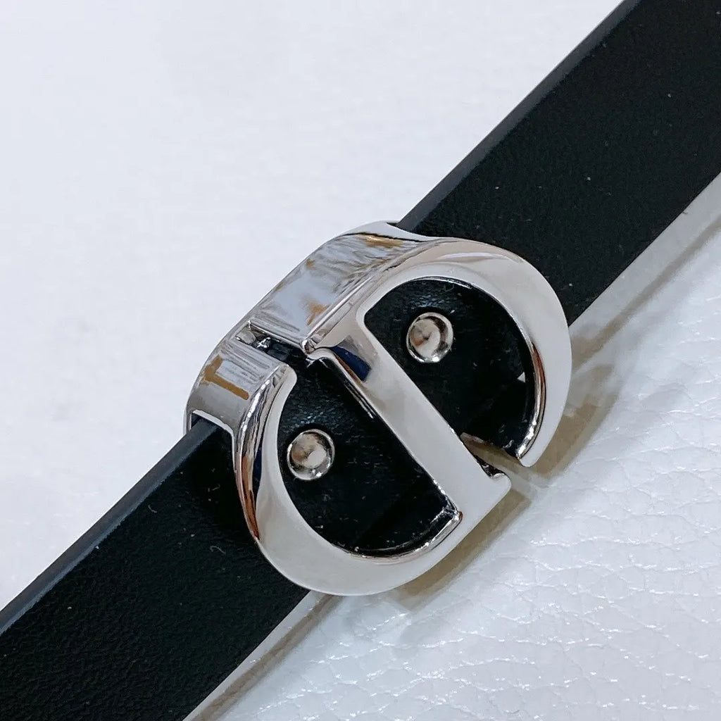 Dior Black Leather Belt - Hình 6