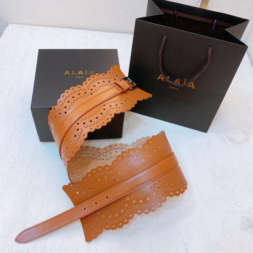 Alaïa Tan Leather Corset Belt