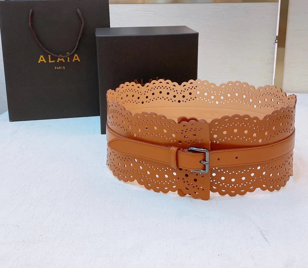 Alaïa Tan Leather Corset Belt - Hình 6