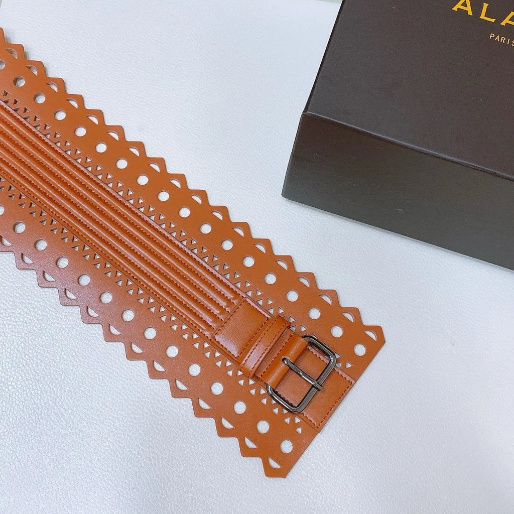 Alaïa Tan Leather Corset Belt - Hình 4