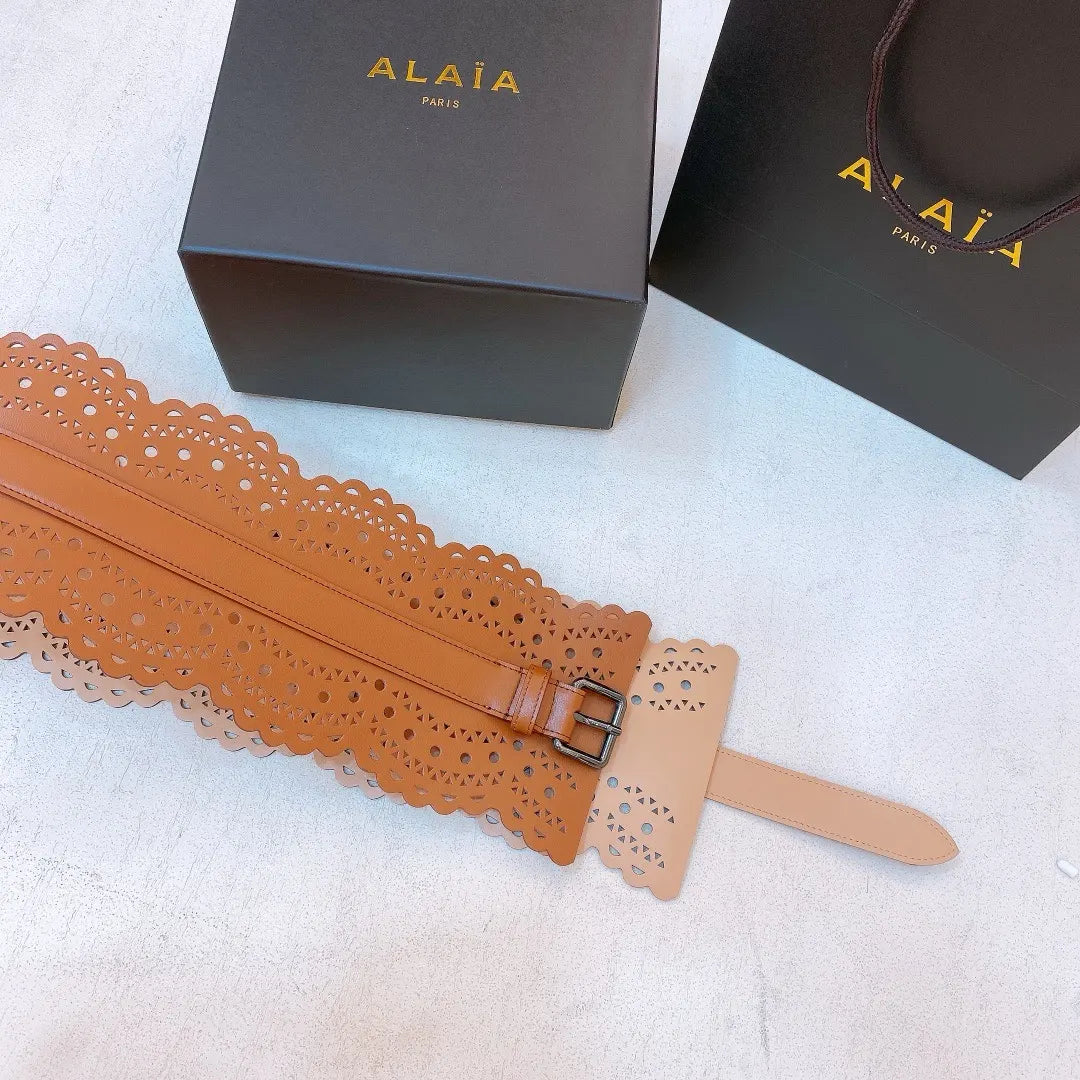 Alaïa Tan Leather Corset Belt - Hình 2