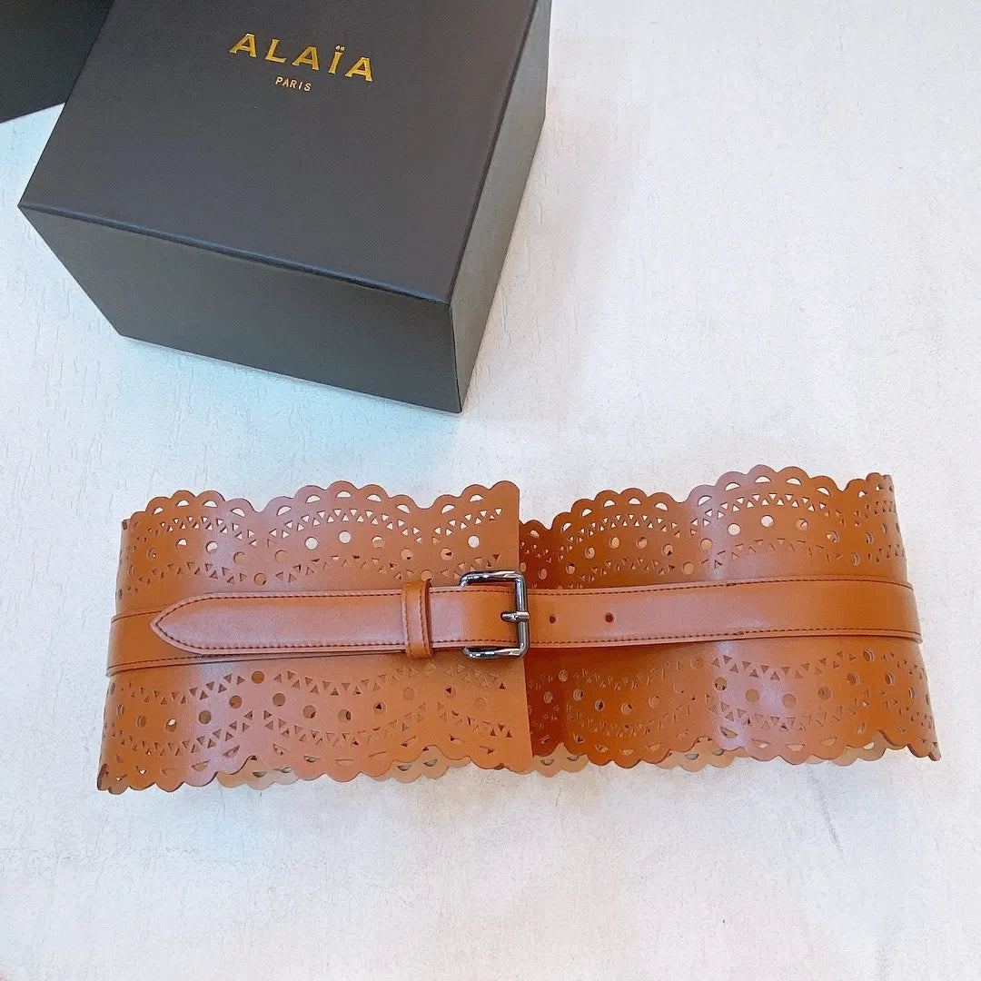 Alaïa Tan Leather Corset Belt - Hình 5