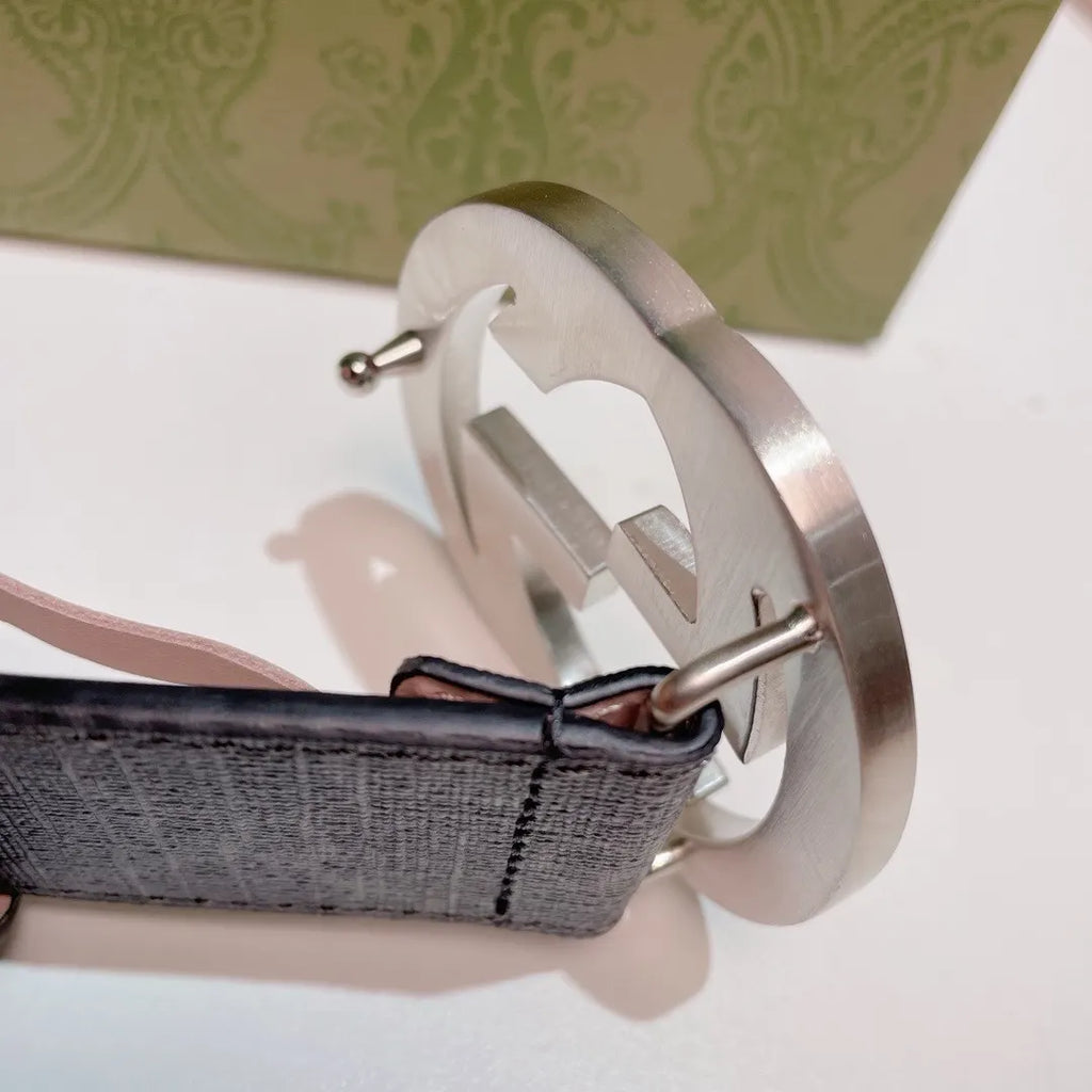 Gucci Gray Monogram Belt silver - Hình 2