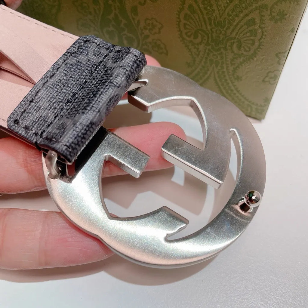 Gucci Gray Monogram Belt silver - Hình 6