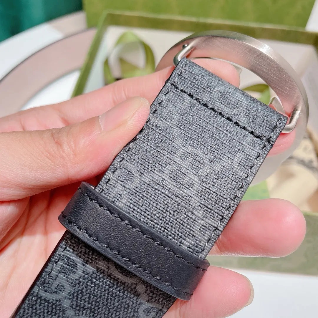 Gucci Gray Monogram Belt silver - Hình 3
