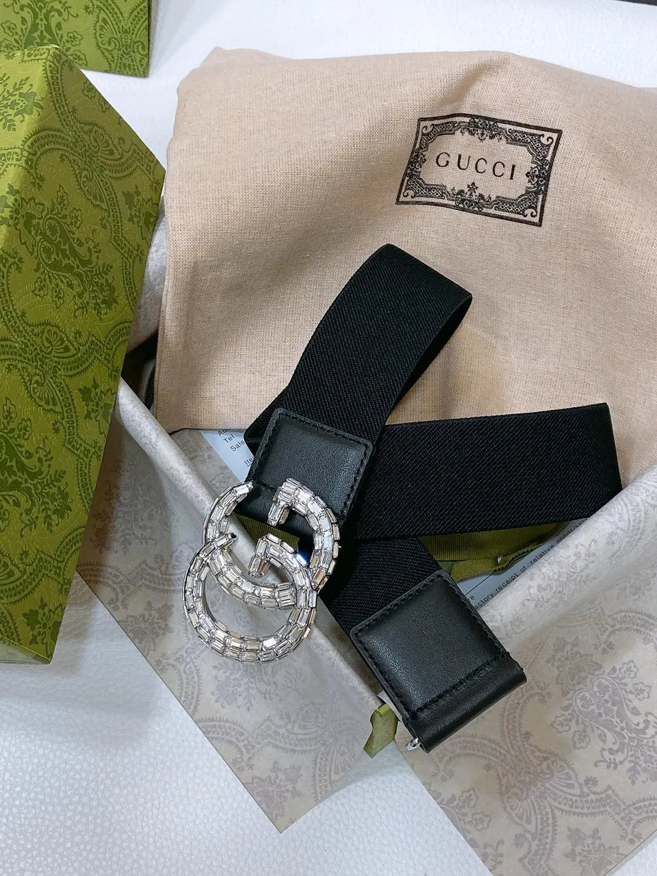 Gucci Crystal GG Black Belt