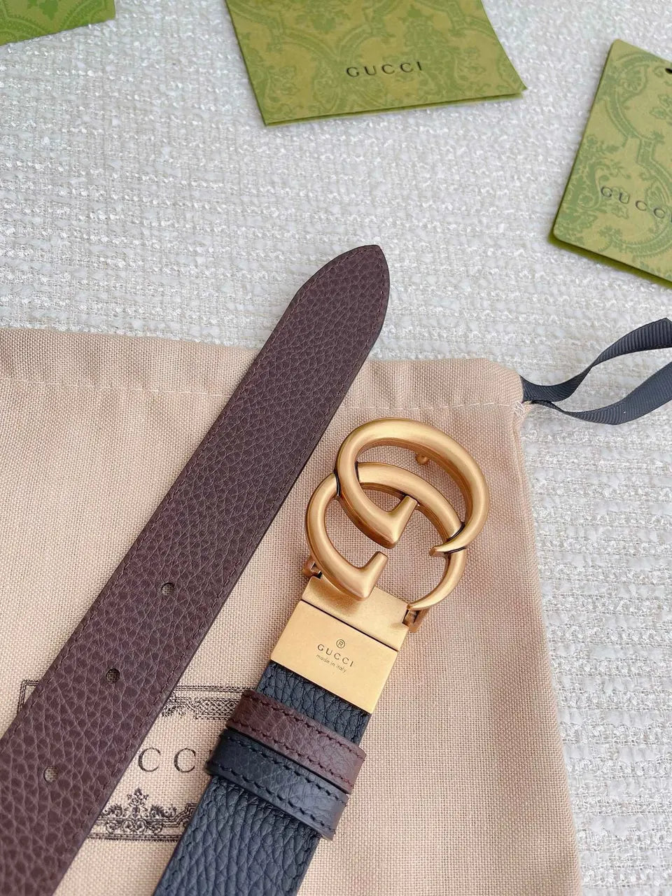 Gucci Black Leather Belt gold gg - Hình 5