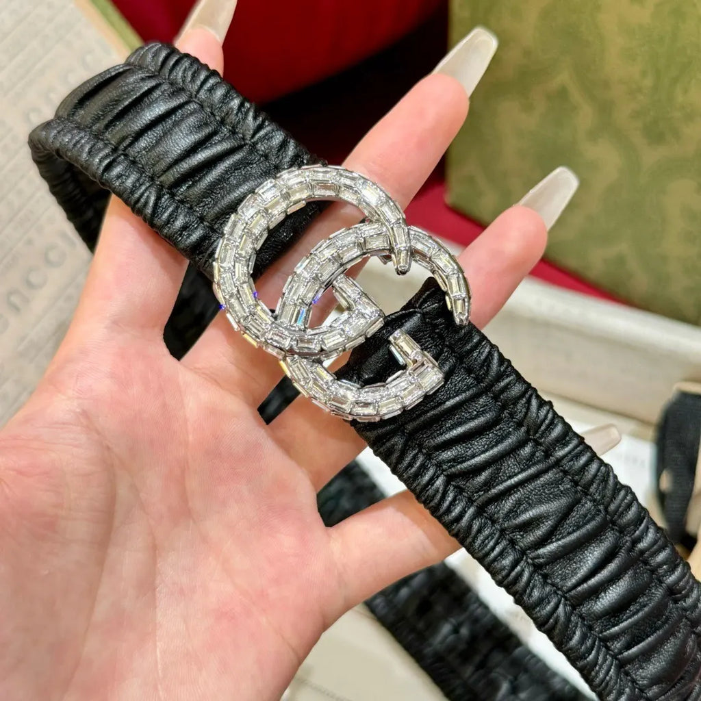 Gucci Black Ruched Belt
