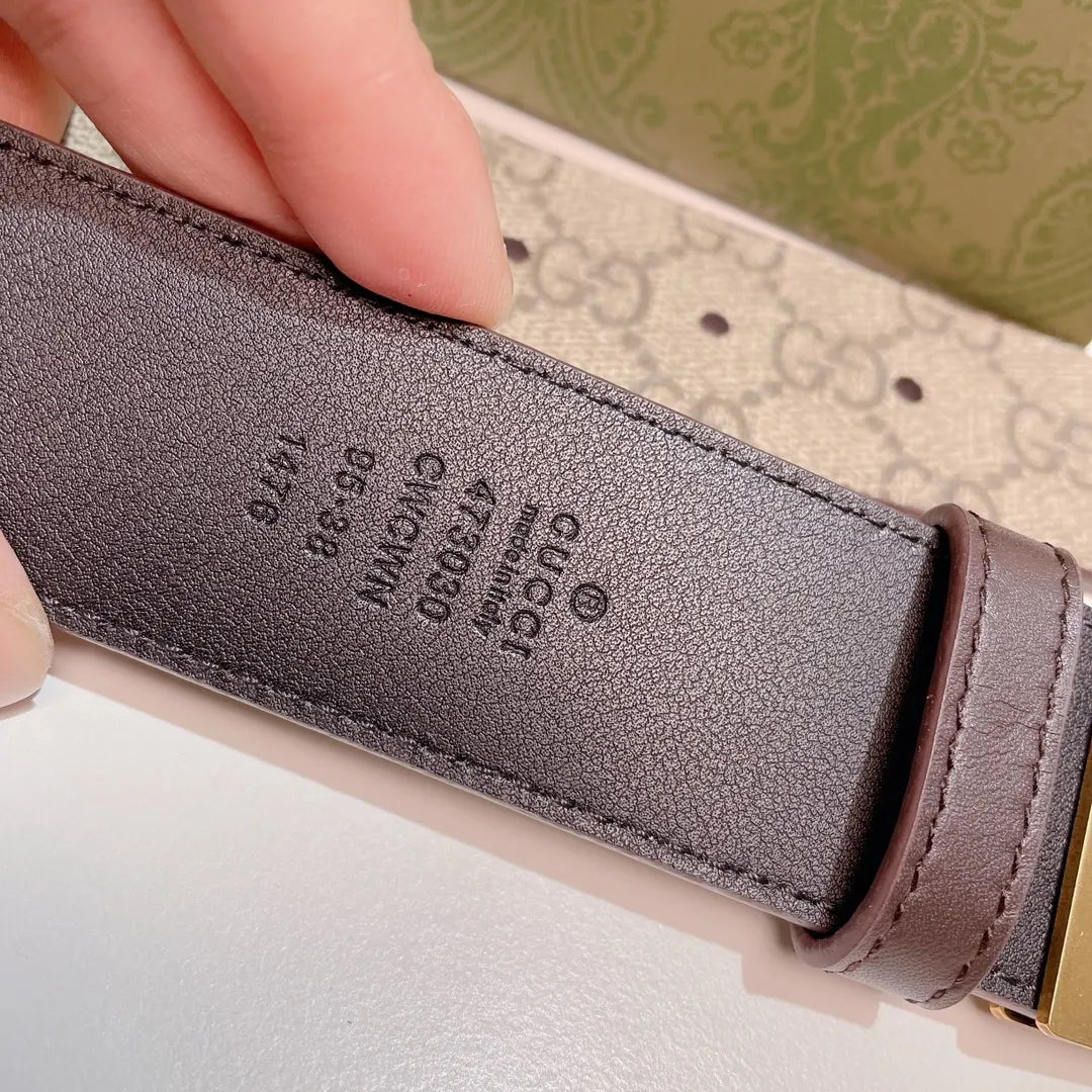 black Gucci Beige Monogram Belt - Hình 2