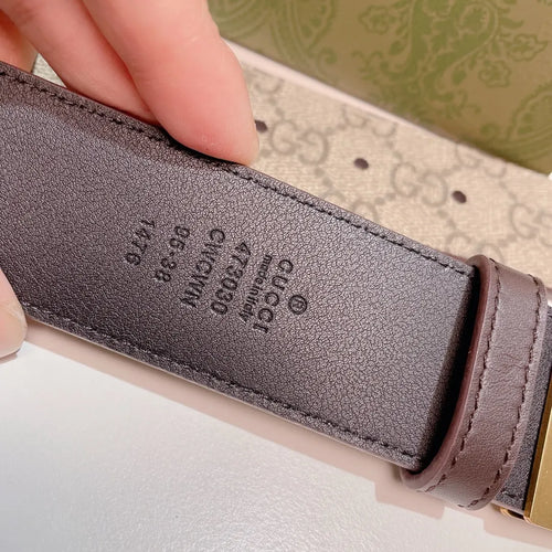 black Gucci Beige Monogram Belt - Hình 2