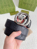 Gucci Silver GG Belt Black
