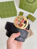 golden Gucci Black Embossed Belt