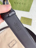 Gucci Black Leather Belt golden