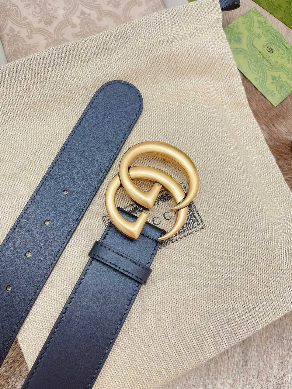 Gucci Navy Leather Belt - Hình 4