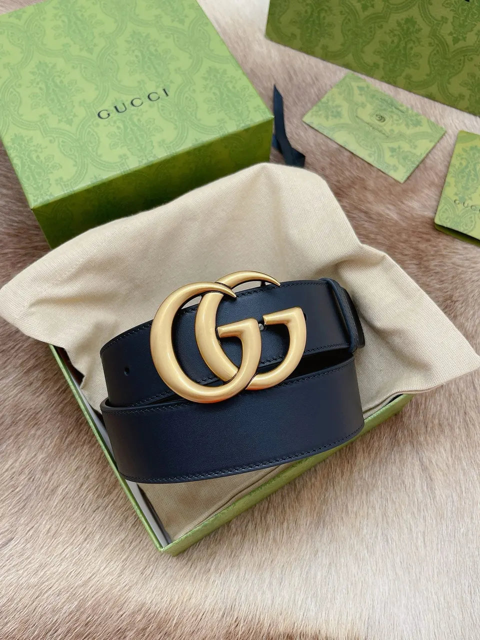 Gucci Navy Leather Belt - Hình 9
