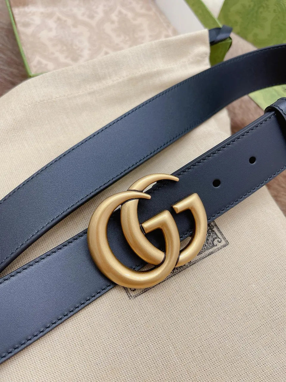 Gucci Navy Leather Belt - Hình 6