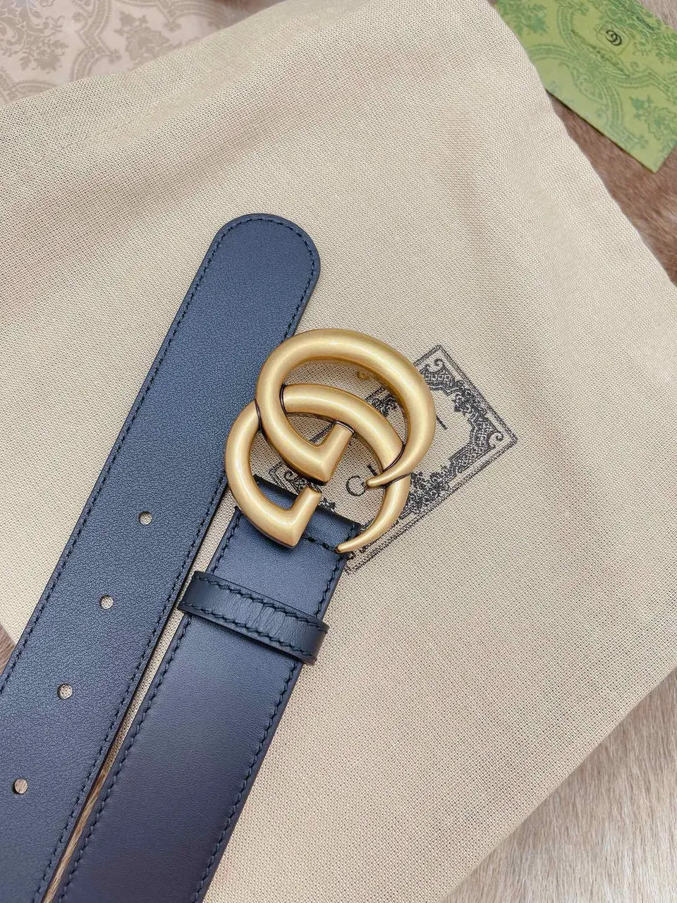 Gucci Navy Leather Belt - Hình 3