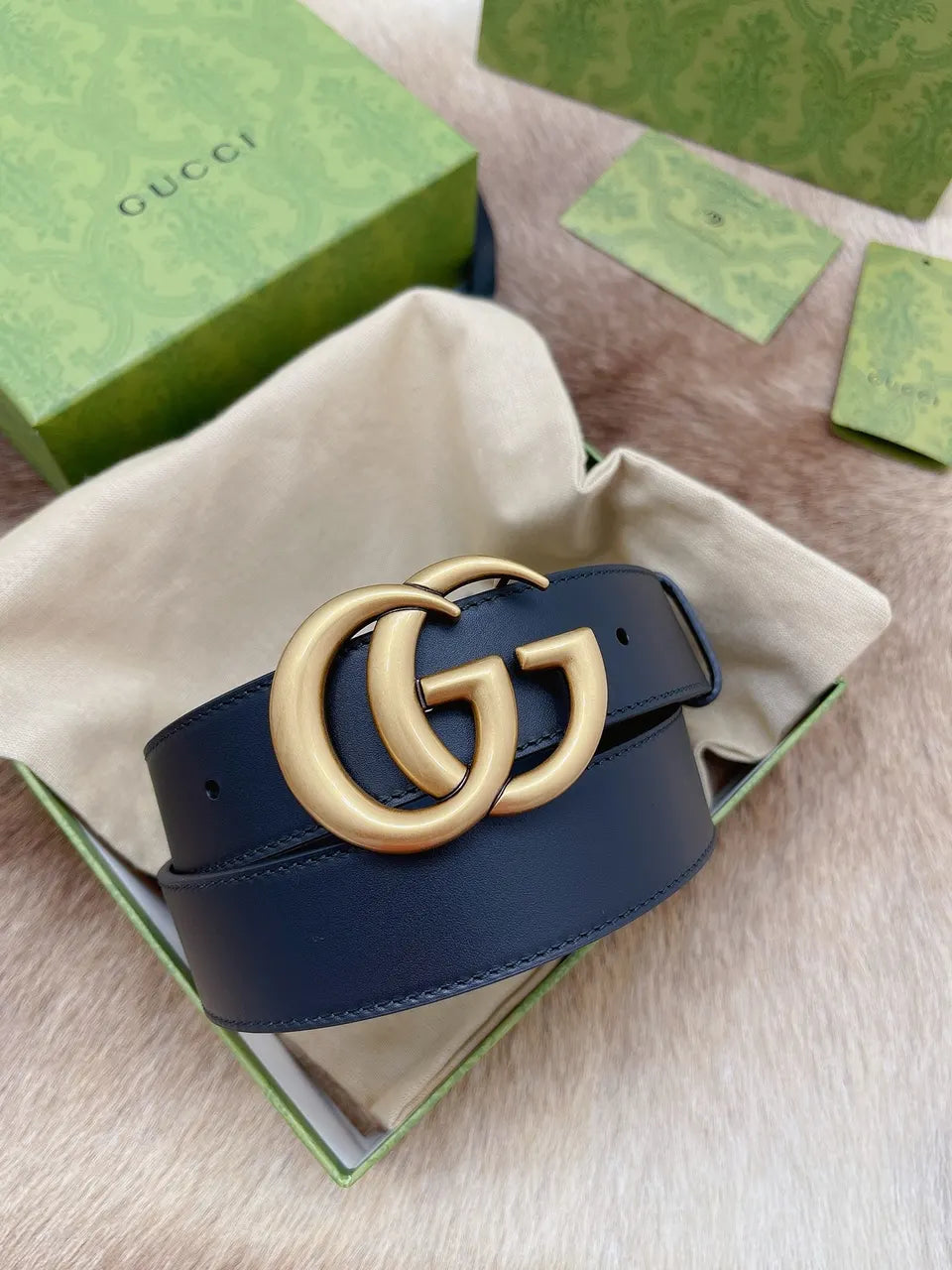Gucci Navy Leather Belt - Hình 9