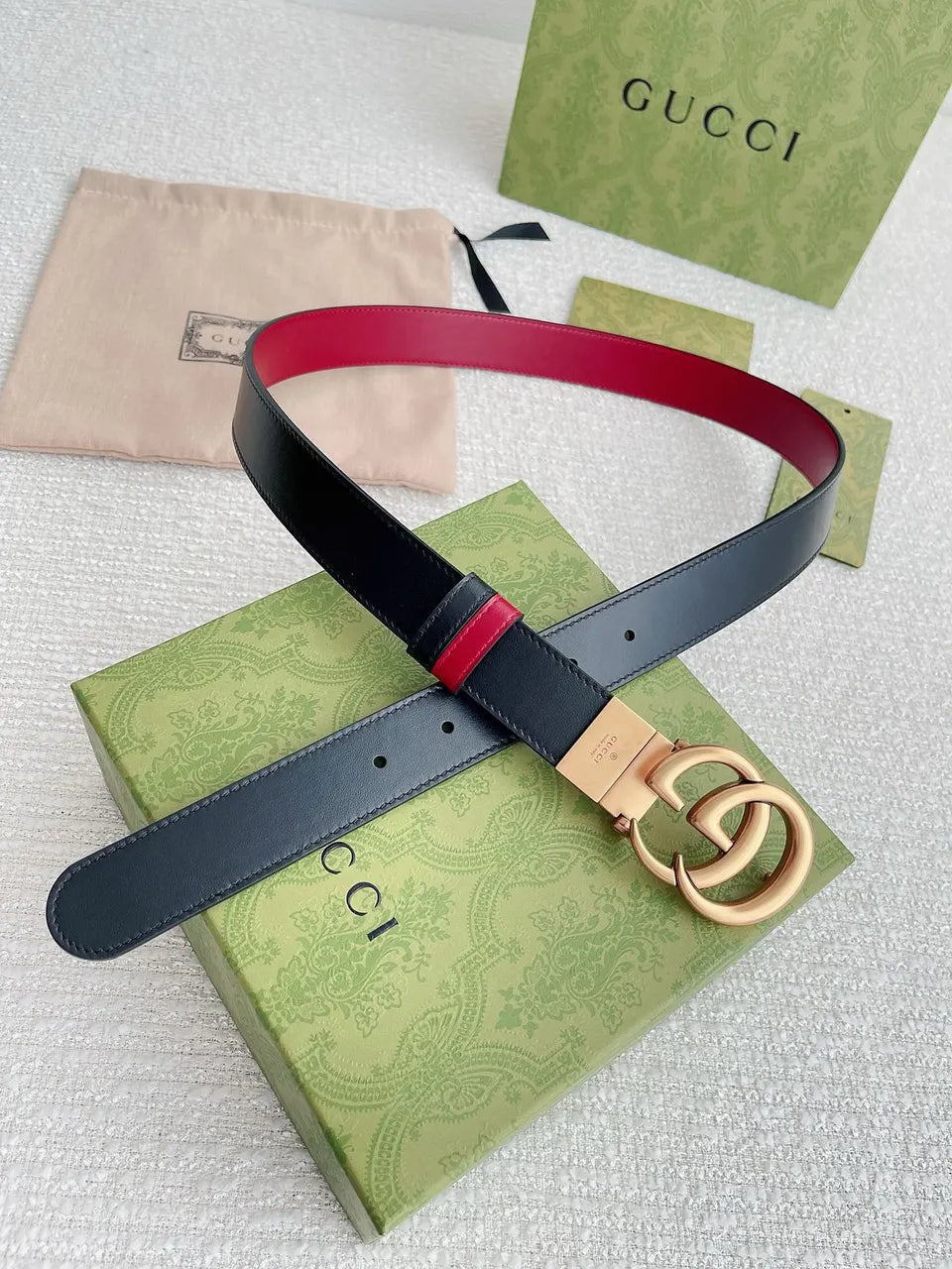 Gucci Black Leather Belt gold gg - Hình 3
