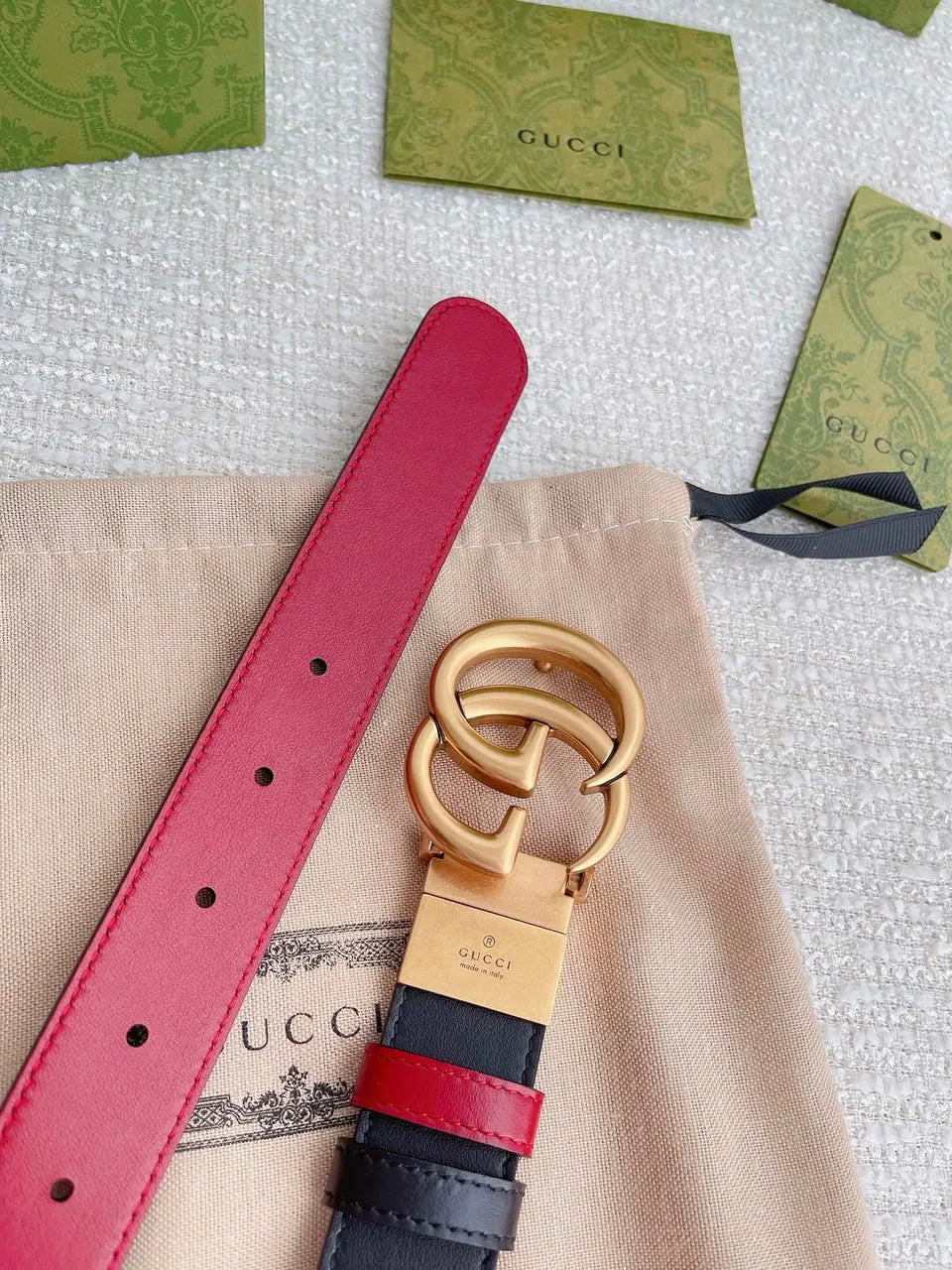 Gucci Black Leather Belt gold gg - Hình 5