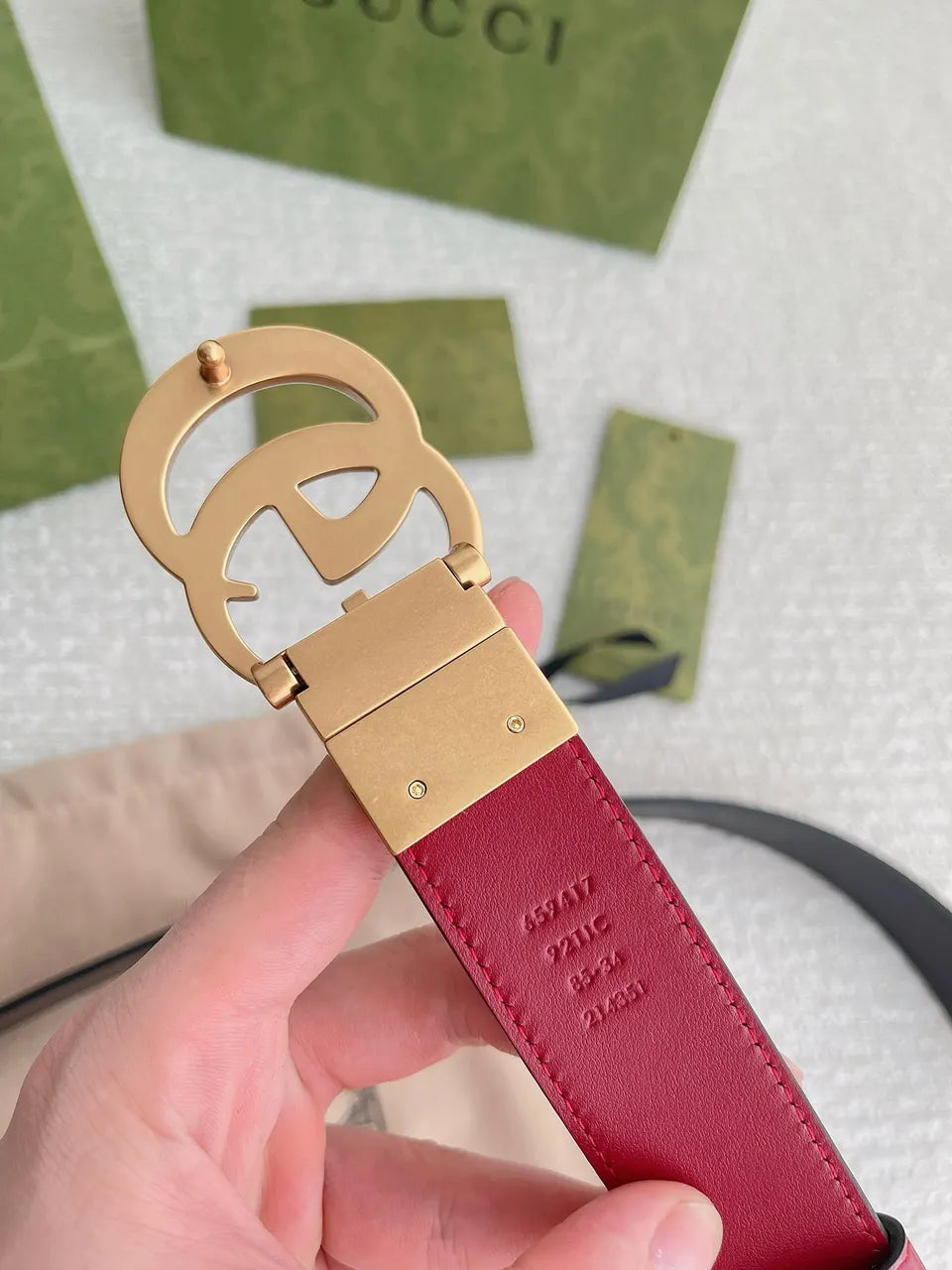 Gucci Black Leather Belt gold gg - Hình 4
