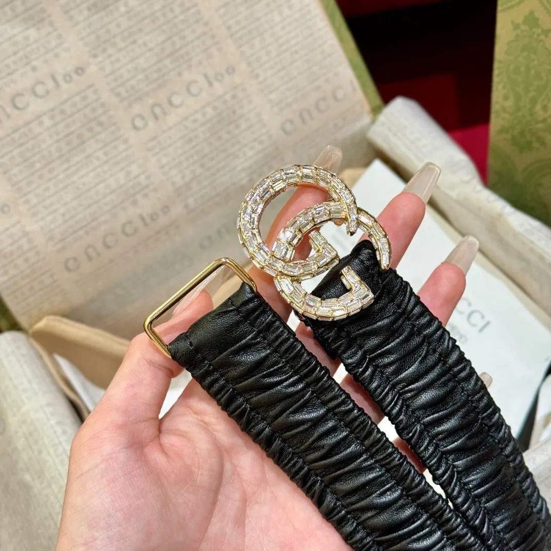 Gucci Crystal Ruched Belt - Hình 5