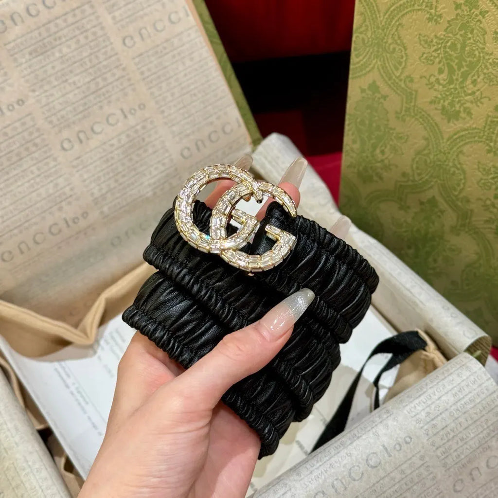 Gucci Crystal Ruched Belt - Hình 4