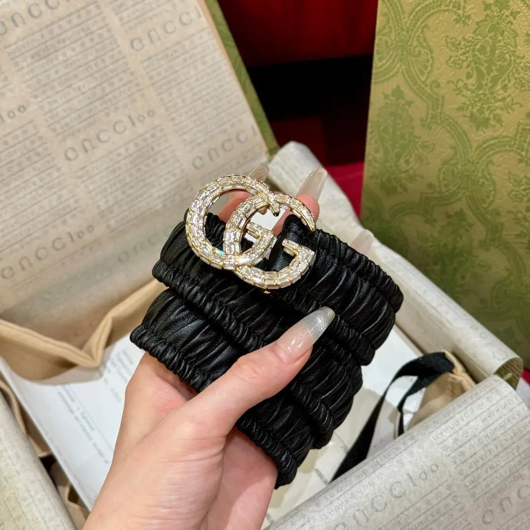 Gucci Crystal Ruched Belt - Hình 4
