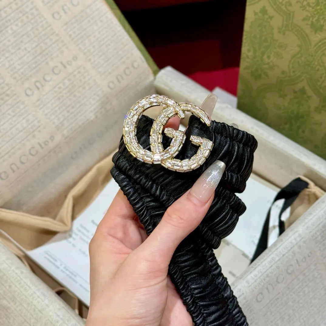 Gucci Crystal Ruched Belt