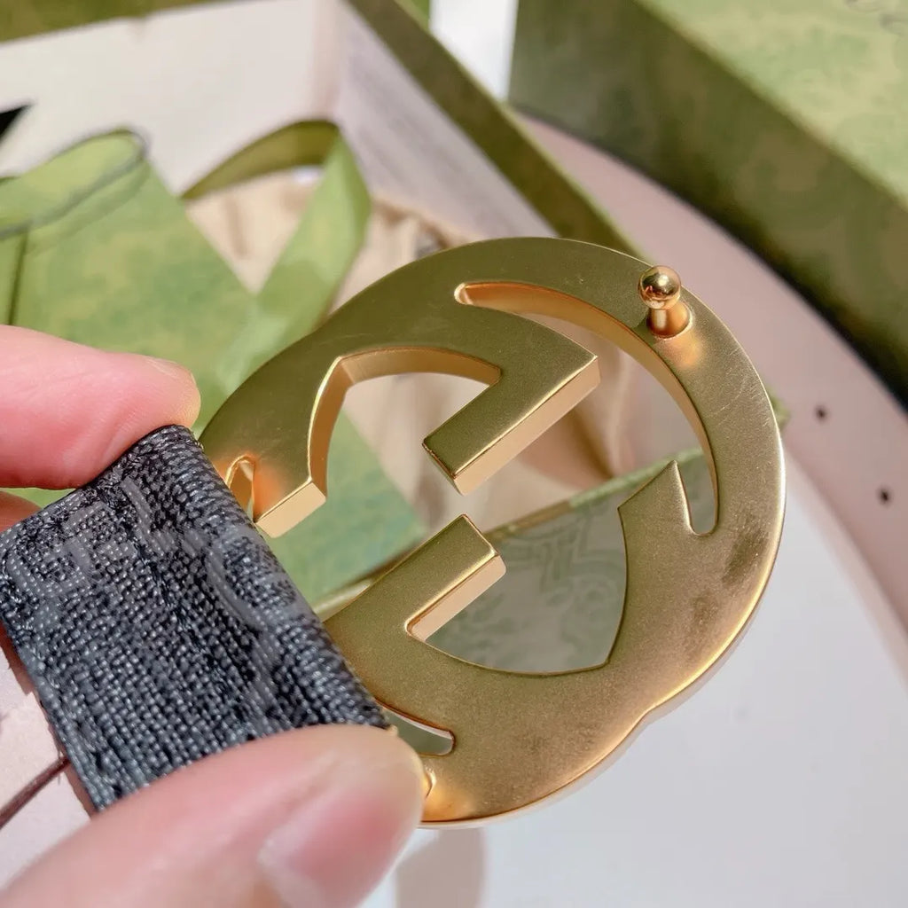 Gucci Gray Monogram Belt gold - Hình 2