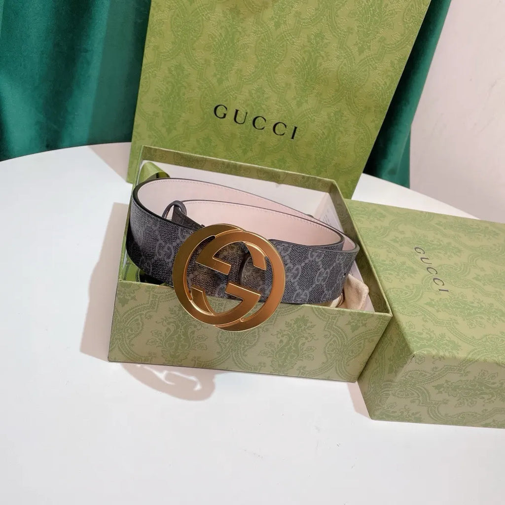 Gucci Gray Monogram Belt gold - Hình 8
