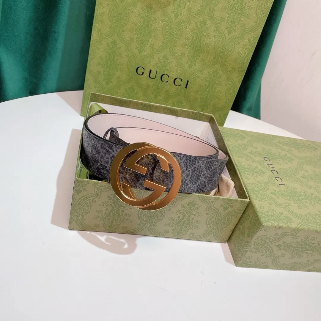 Gucci Gray Monogram Belt gold - Hình 8