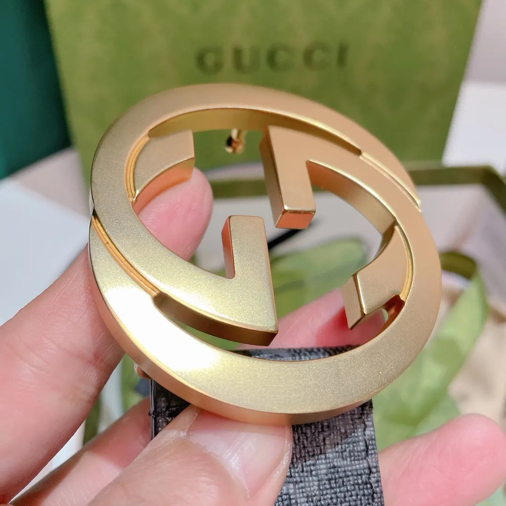 Gucci Gray Monogram Belt gold - Hình 3