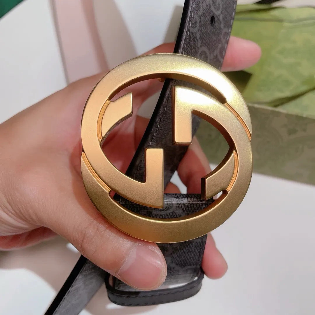 Gucci Gray Monogram Belt gold - Hình 5