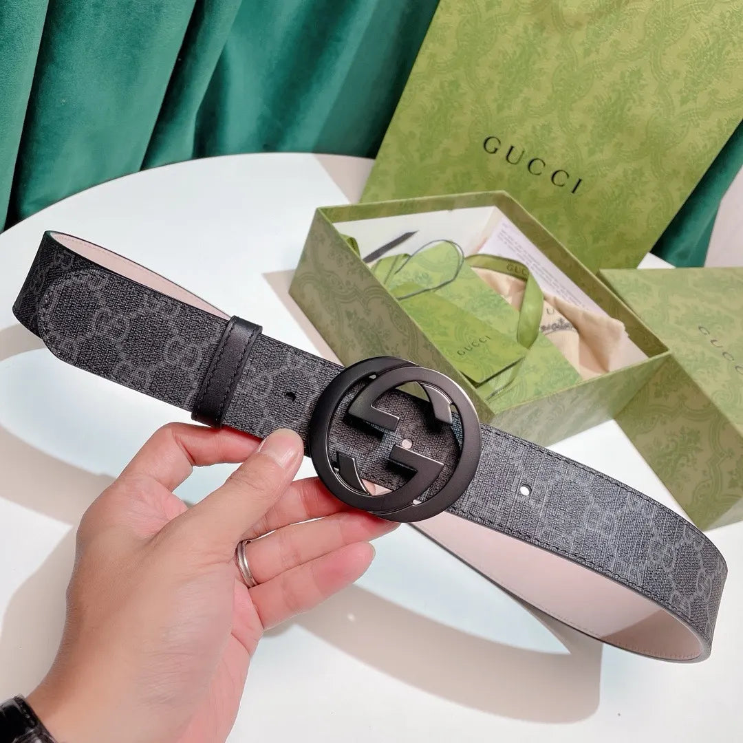Gucci Gray Monogram Belt silver - Hình 7
