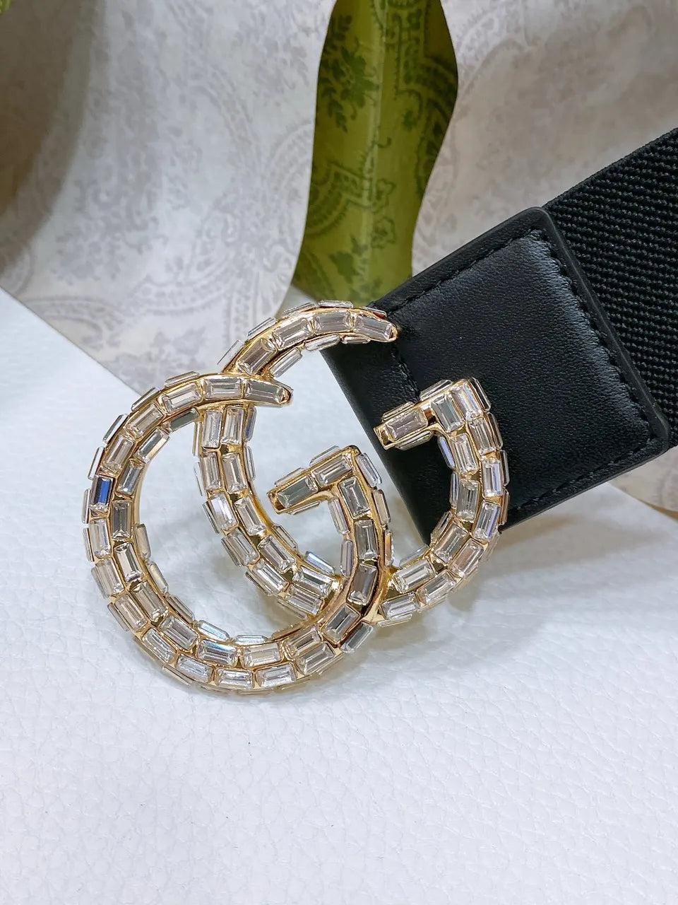 elastic Gucci Crystal GG Belt - Hình 3