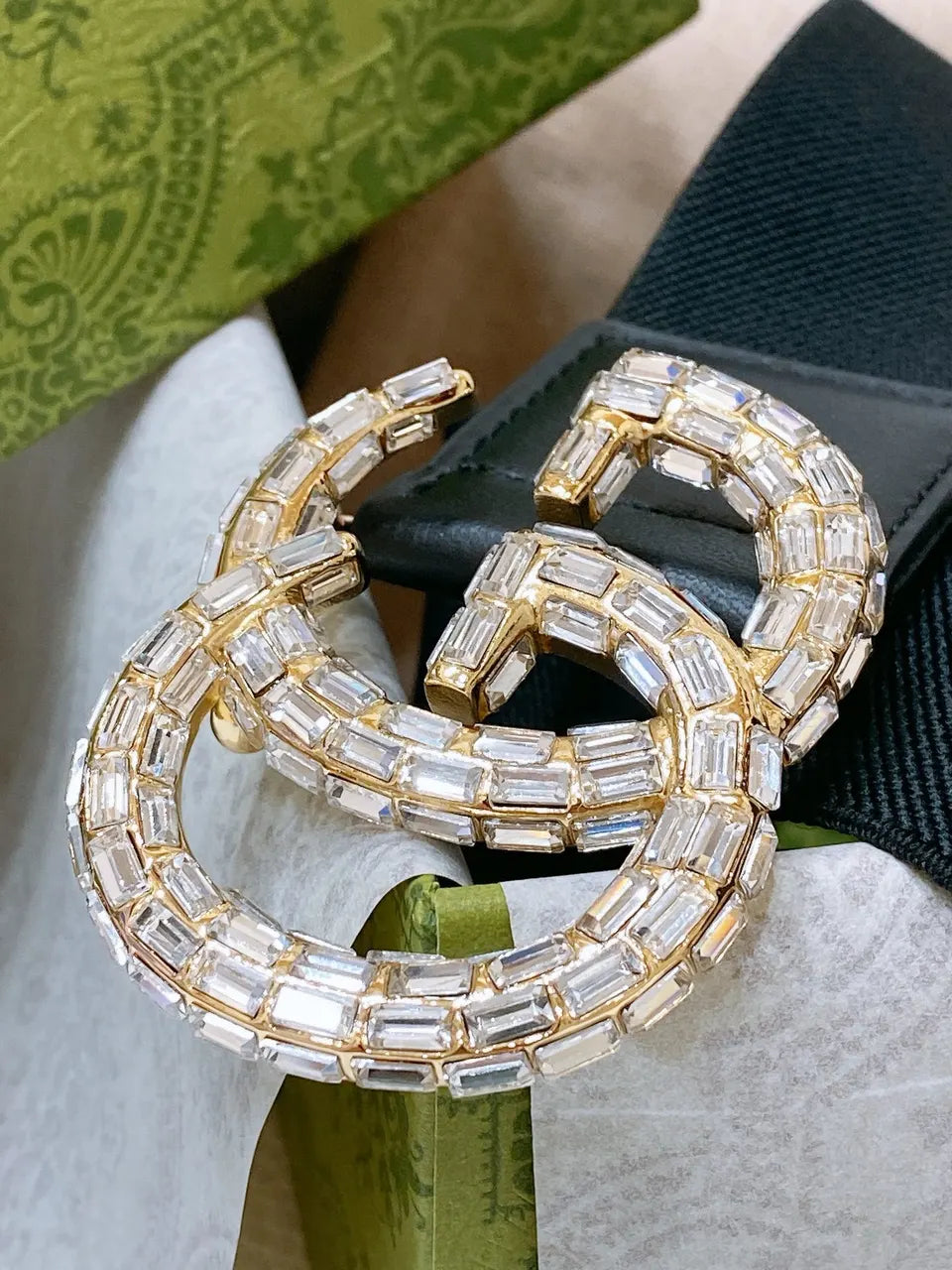 elastic Gucci Crystal GG Belt - Hình 2