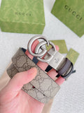 silver Gucci Beige Monogram Belt