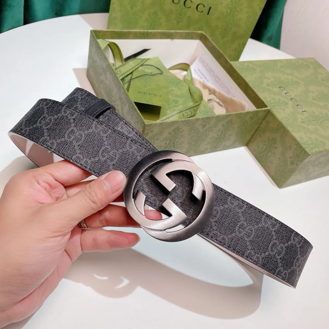 gunmetal Gucci Gray Monogram Belt
