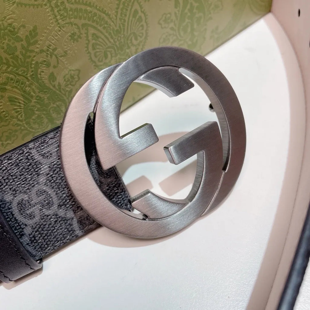 gunmetal Gucci Gray Monogram Belt - Hình 2