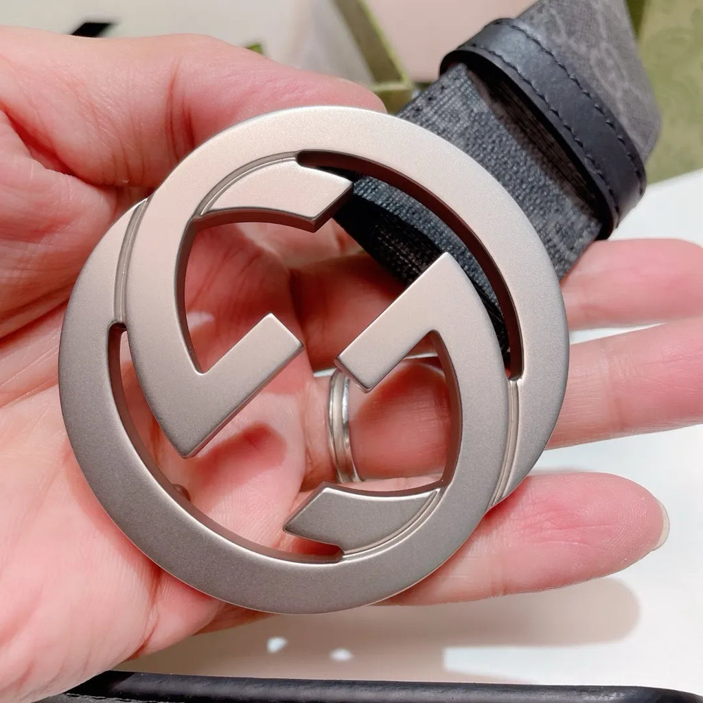 Gucci Gray Monogram Belt silver - Hình 2