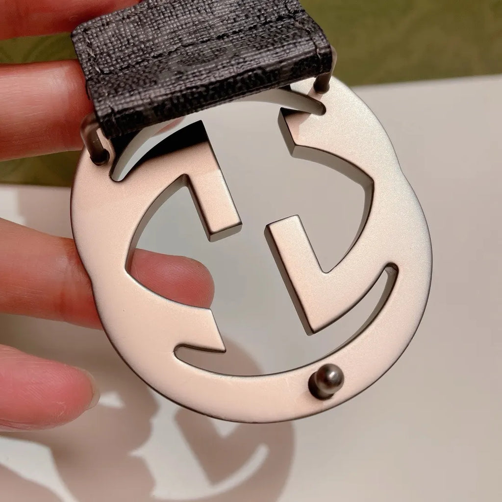 Gucci Gray Monogram Belt silver - Hình 6