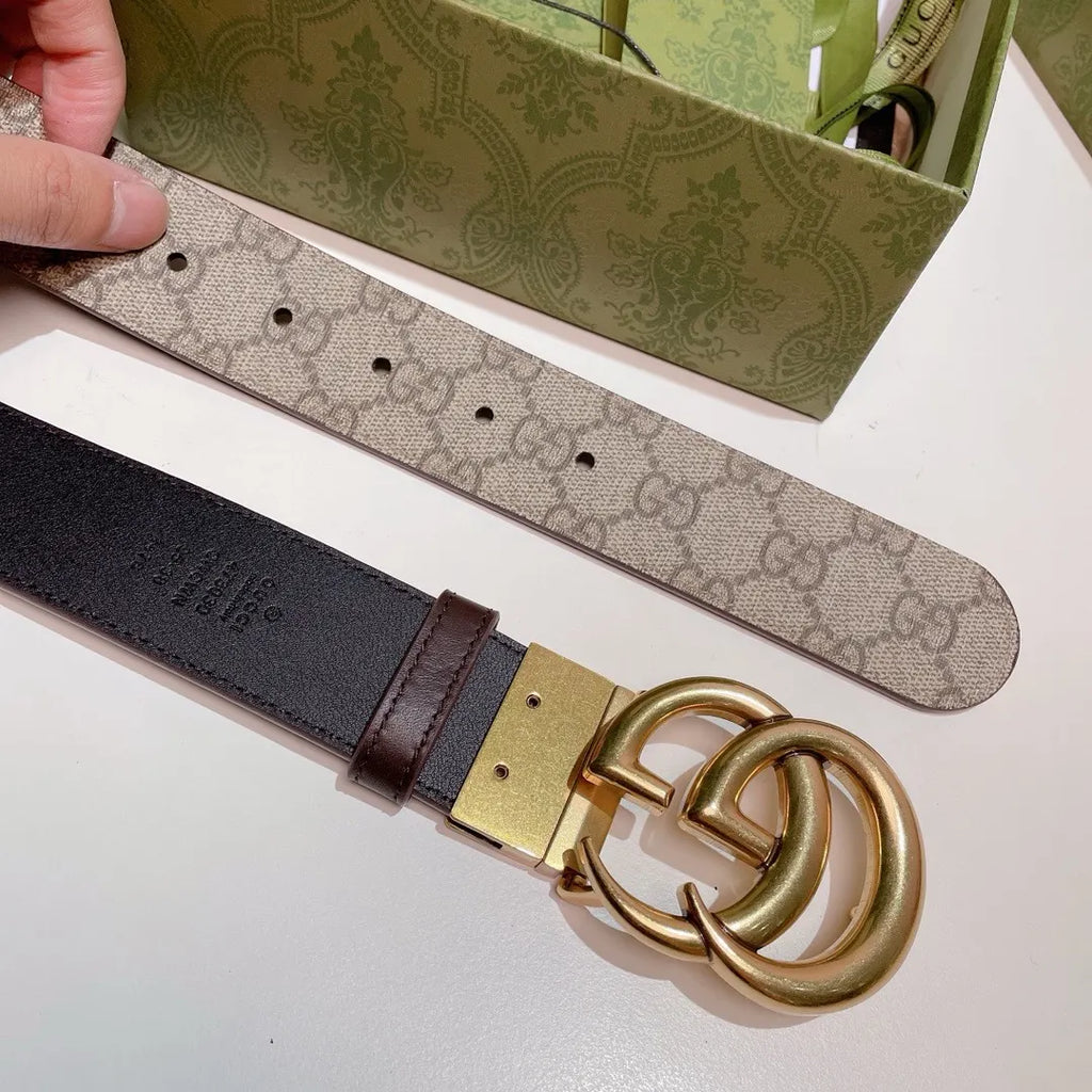 gold Gucci Beige GG Supreme Belt - Hình 3