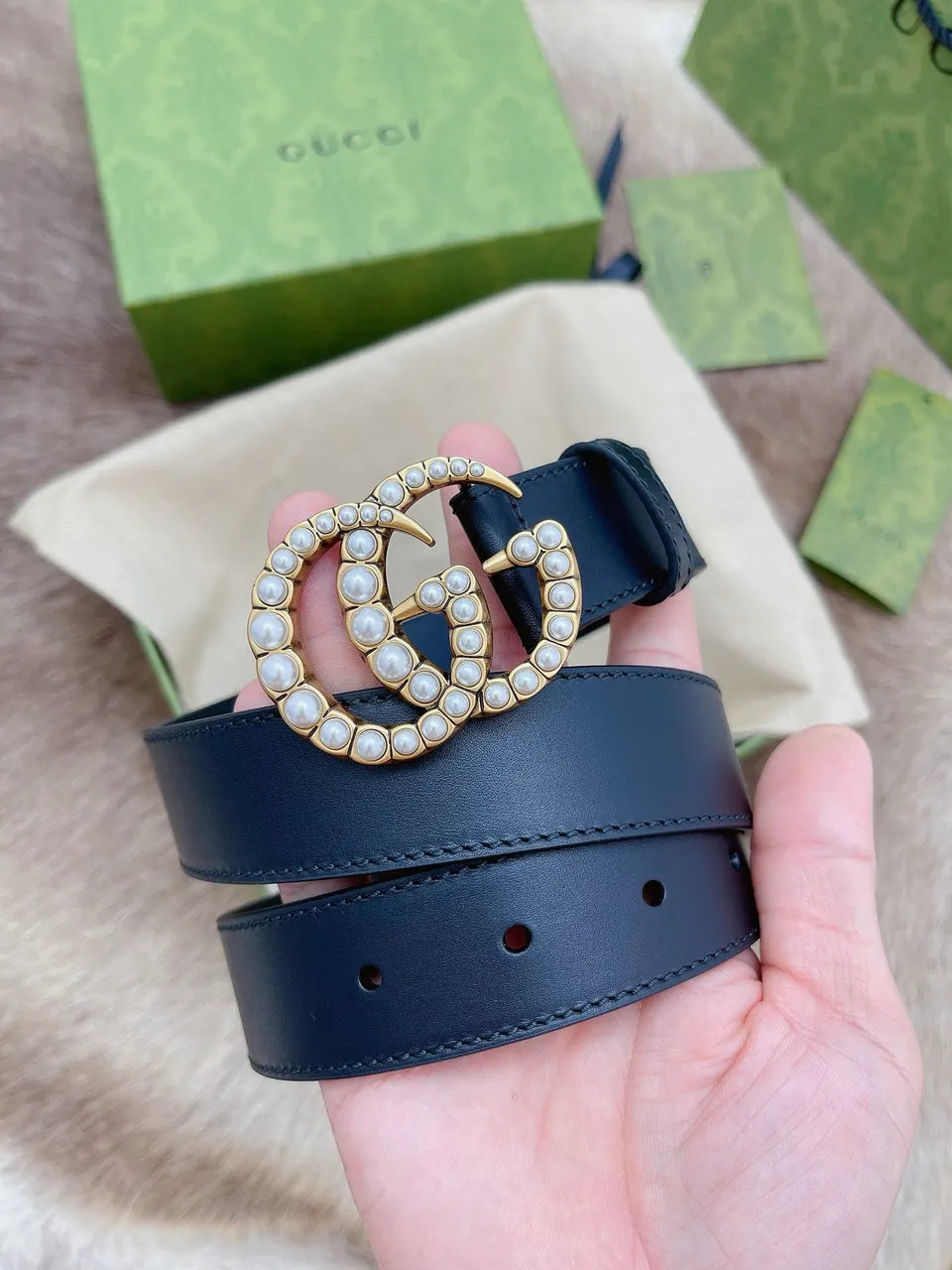 Gucci Pearl GG Belt