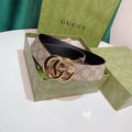 Gucci Beige Monogram Belt gold