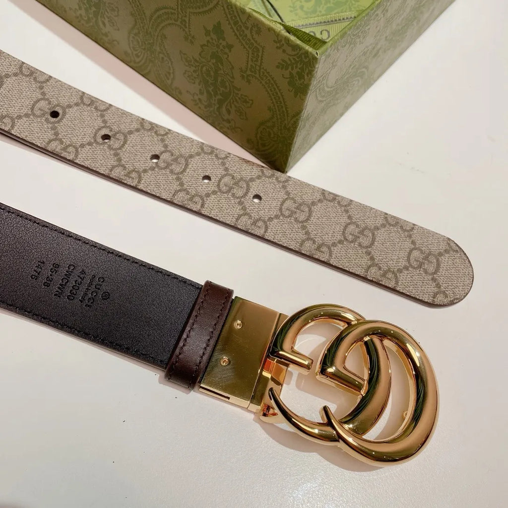 Gucci Beige Monogram Belt gold - Hình 3
